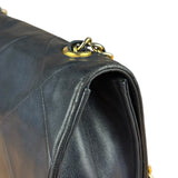 Chanel Black Diamond Stitch Flap CC Bag 1988