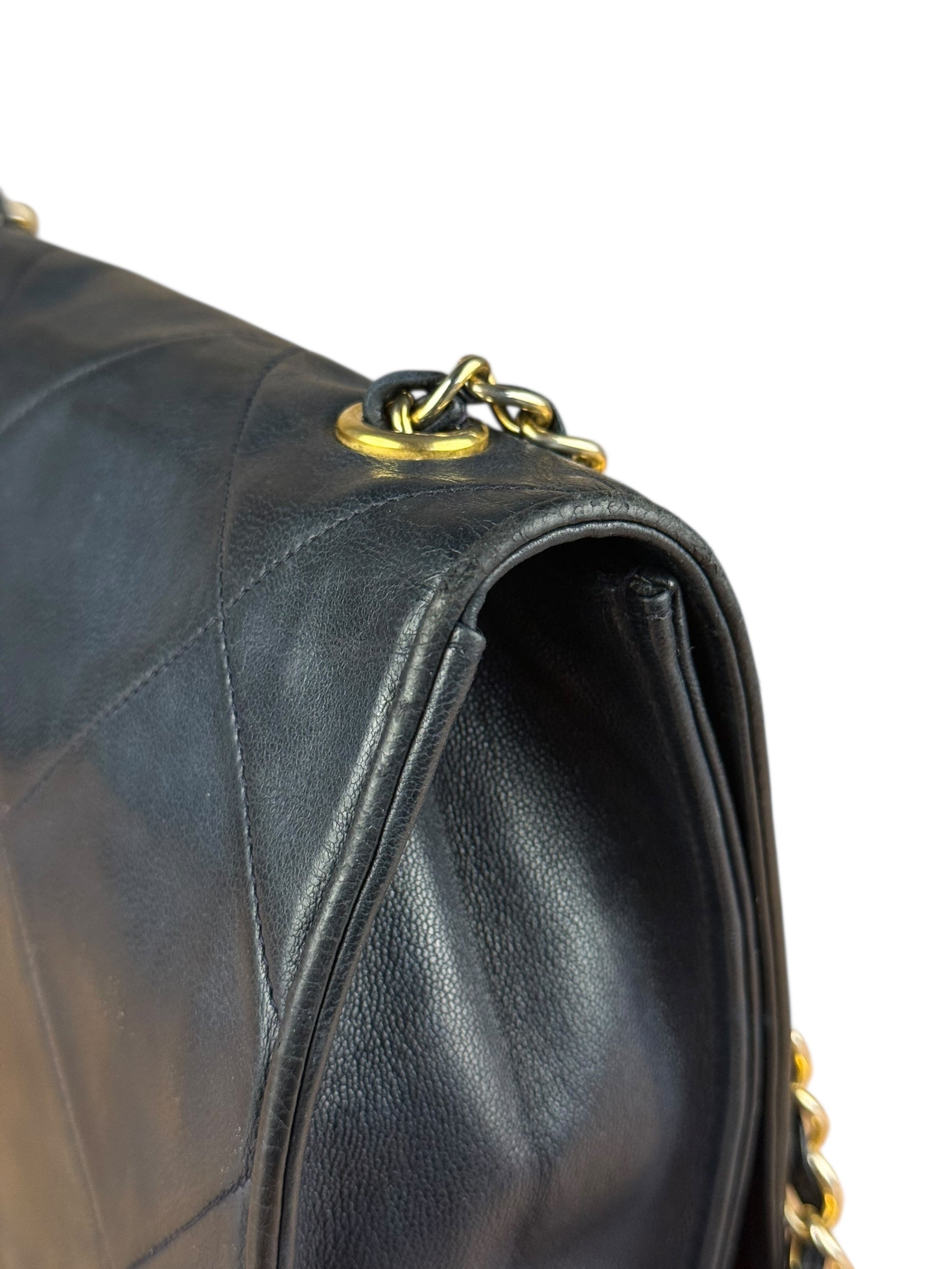 Chanel Black Diamond Stitch Flap CC Bag 1988