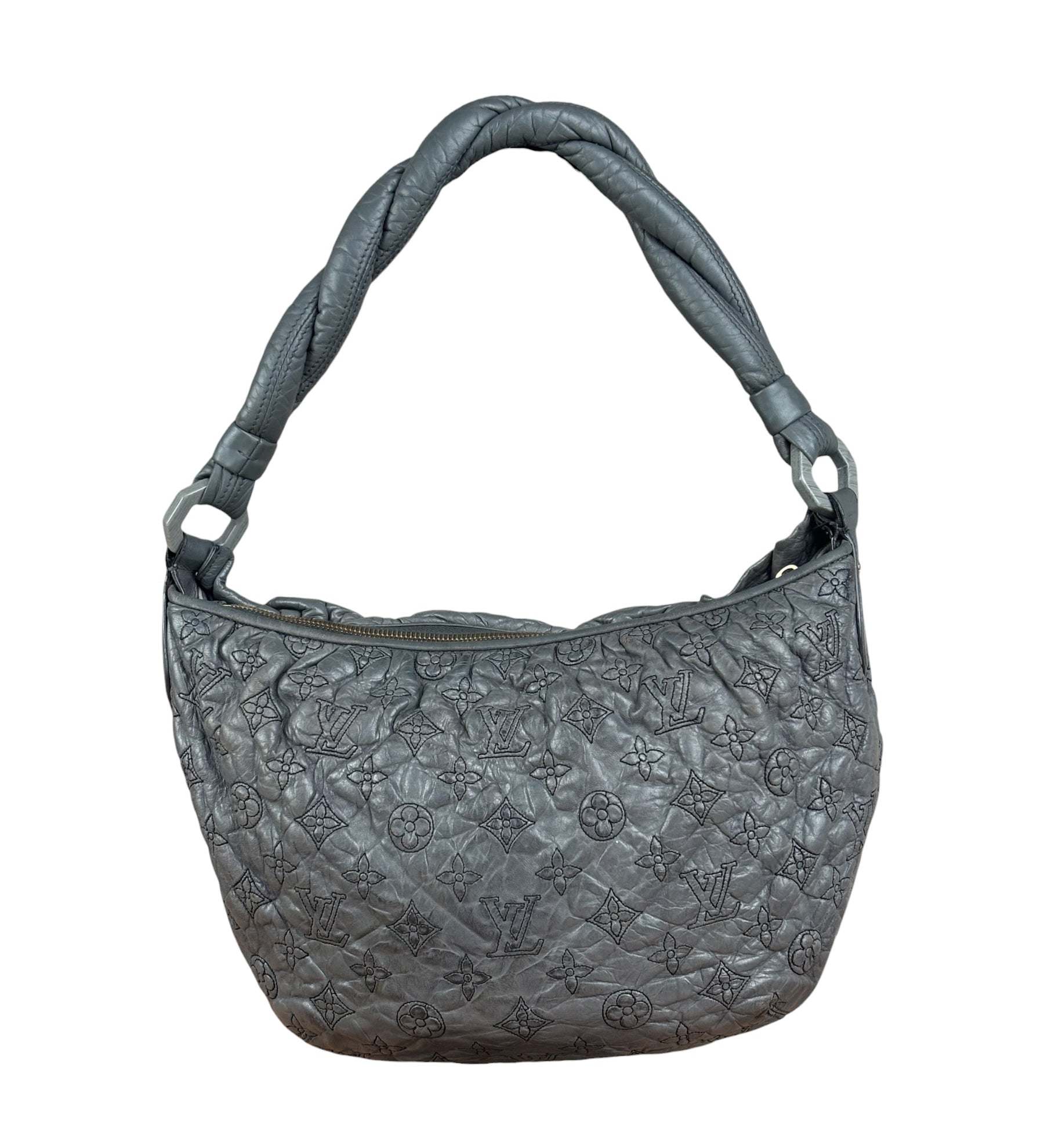Louis Vuitton Limited Edition Grey Leather Monogram Olympe Nimbus Hobo Bag