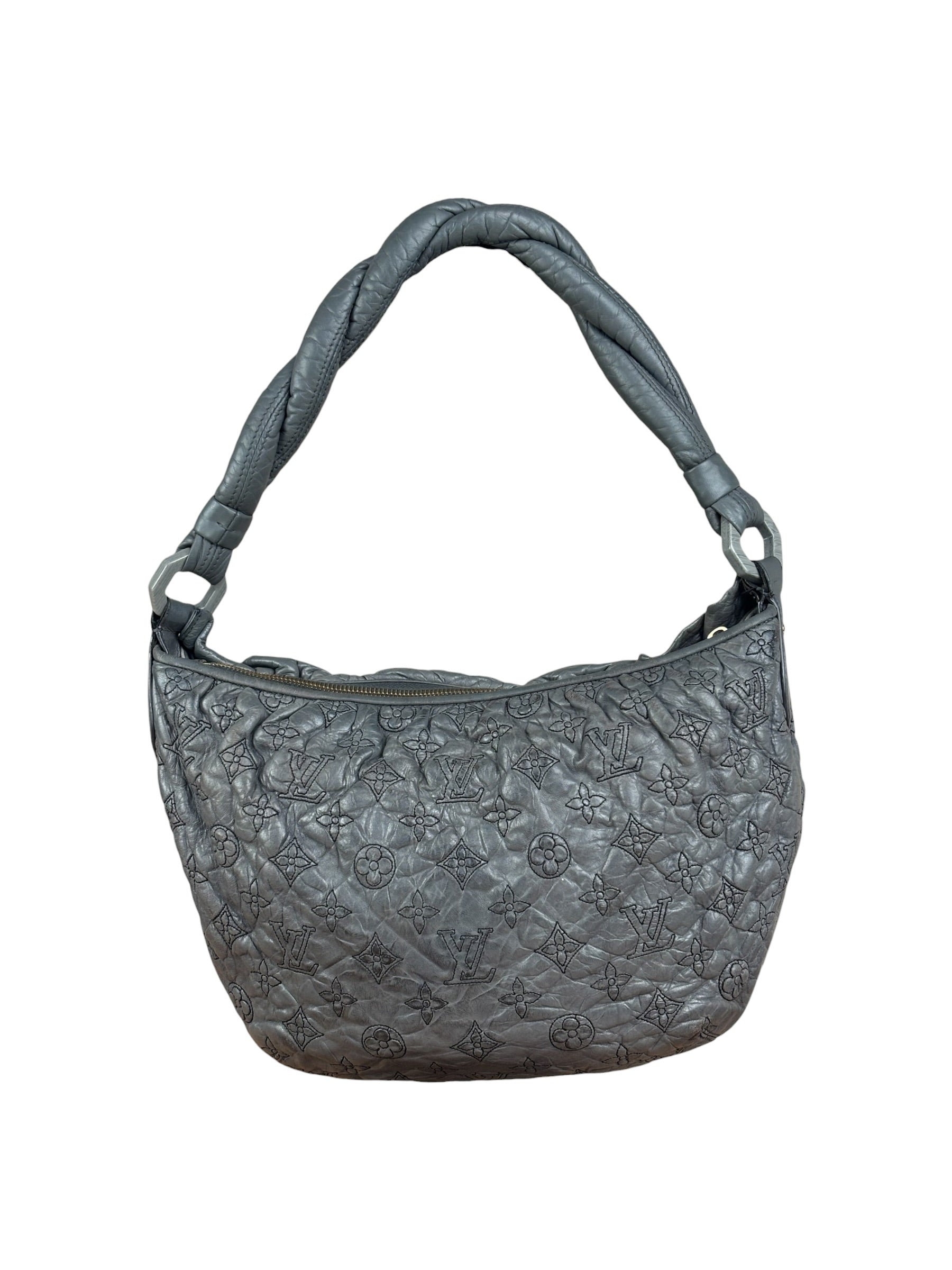 Louis Vuitton Limited Edition Grey Leather Monogram Olympe Nimbus Hobo Bag