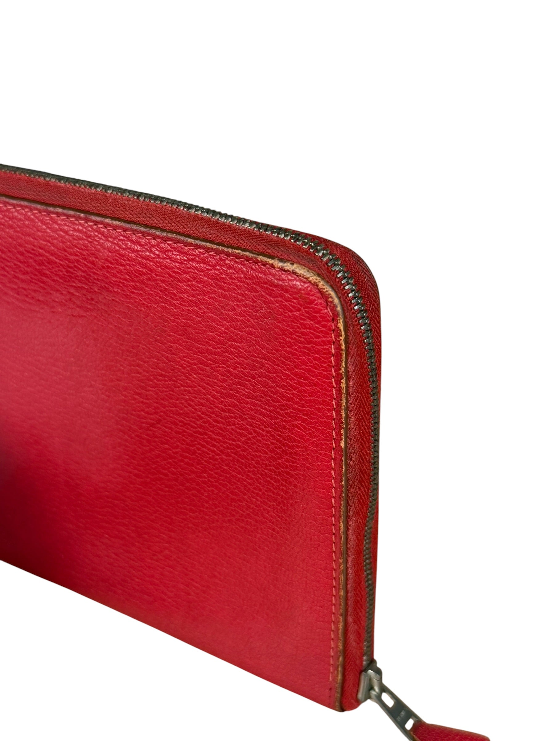 Hermes Rouge Epsom Leather Vintage Organizer Wallet