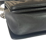 Chanel Black Leather Diamond Quilted Medium Boy Bag 2012