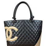 Chanel Brown Quilted Leather Cambon Ligne Shoulder Tote 2004