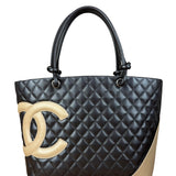 Chanel Brown Quilted Leather Cambon Ligne Shoulder Tote 2004
