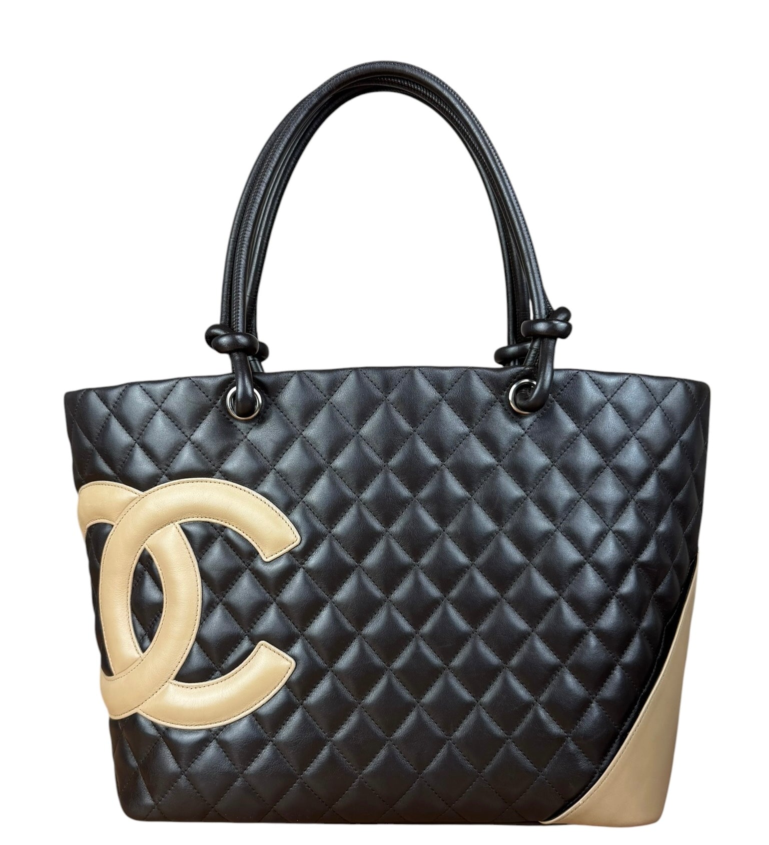 Chanel Brown Quilted Leather Cambon Ligne Shoulder Tote 2004