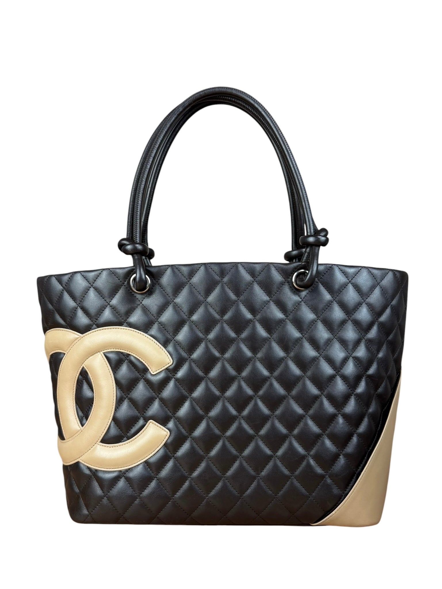 Chanel Brown Quilted Leather Cambon Ligne Shoulder Tote 2004