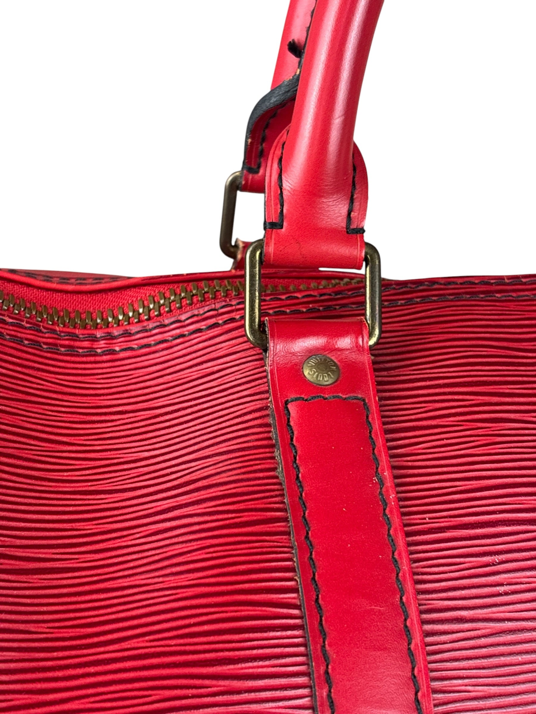 Louis Vuitton Red Epi Keepall Duffel Hand Bag