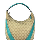 Gucci GG Vintage Canvas Turquoise Trim Hobo Bag