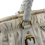 Prada Y2K Ivory Gaufre Nylon Woven Leather 2Way Mini Handbag