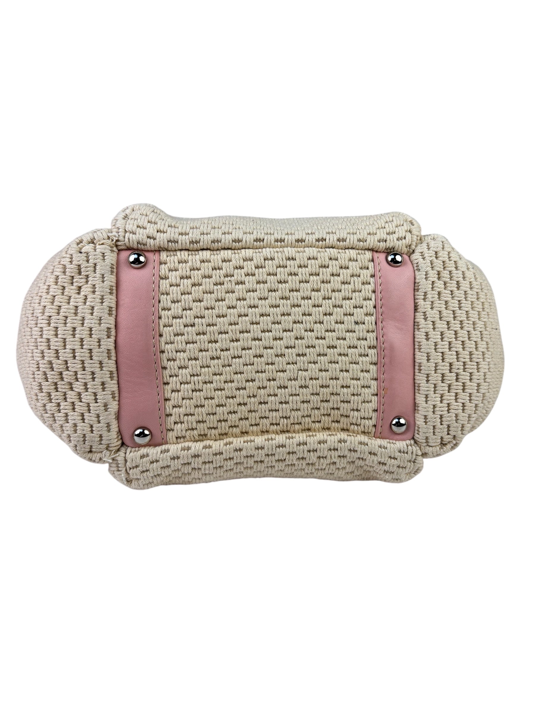 Chanel Pink Lambskin Trim Woven Lax Accordion Shoulder Bag 1997