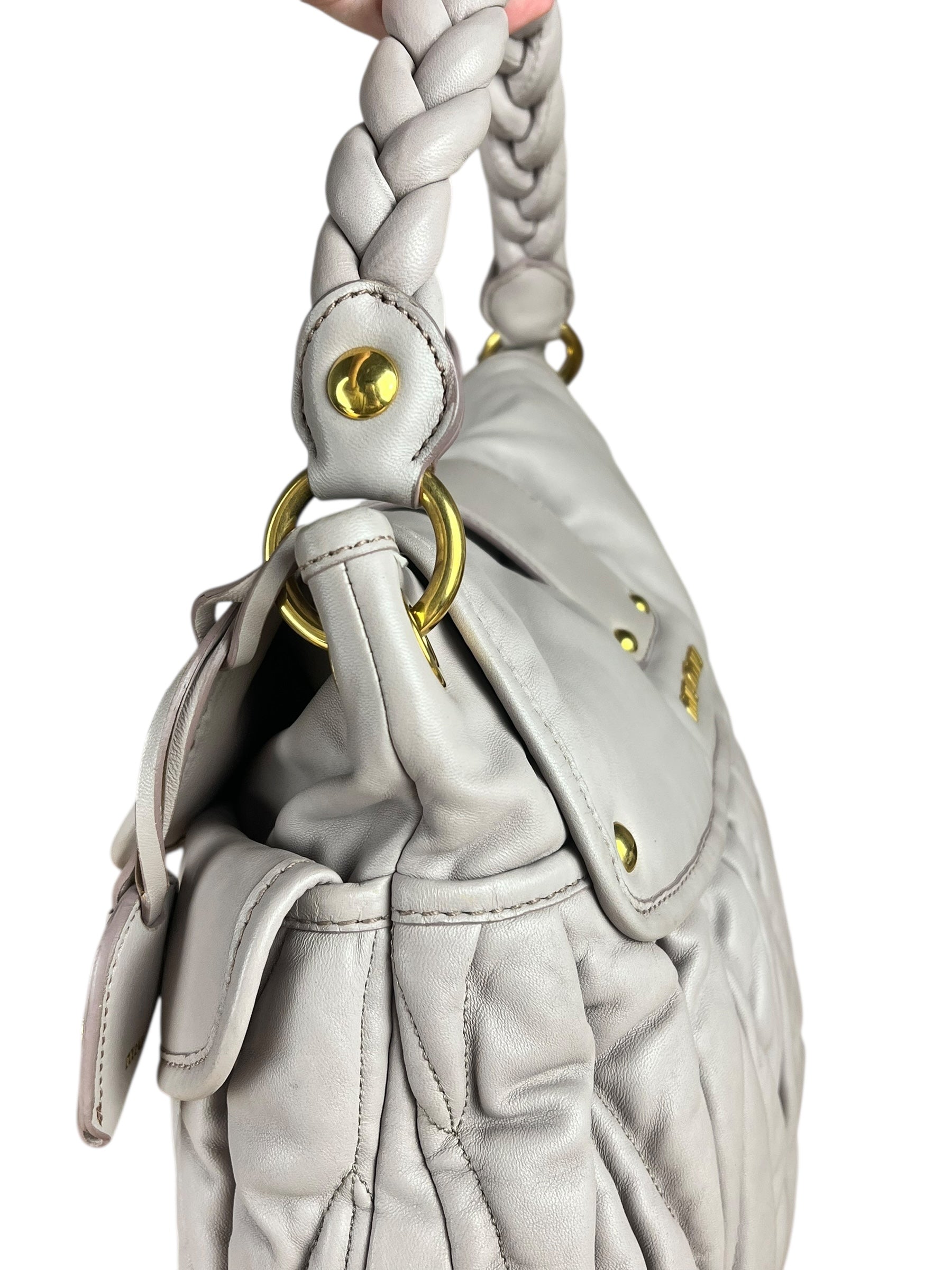 Miu Miu Lilac Nappa Leather Shoulder Bag