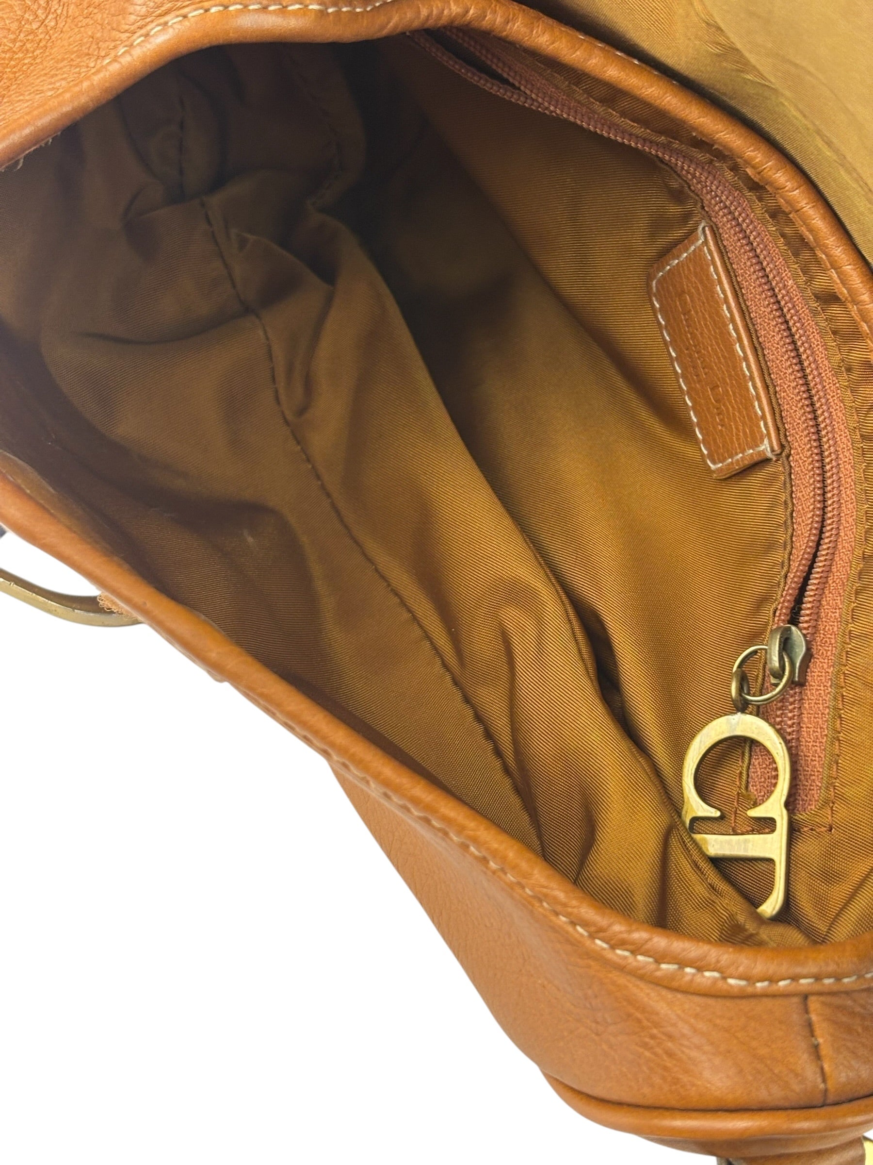 Christian Dior Tan Brown Leather Medium Saddle Bag