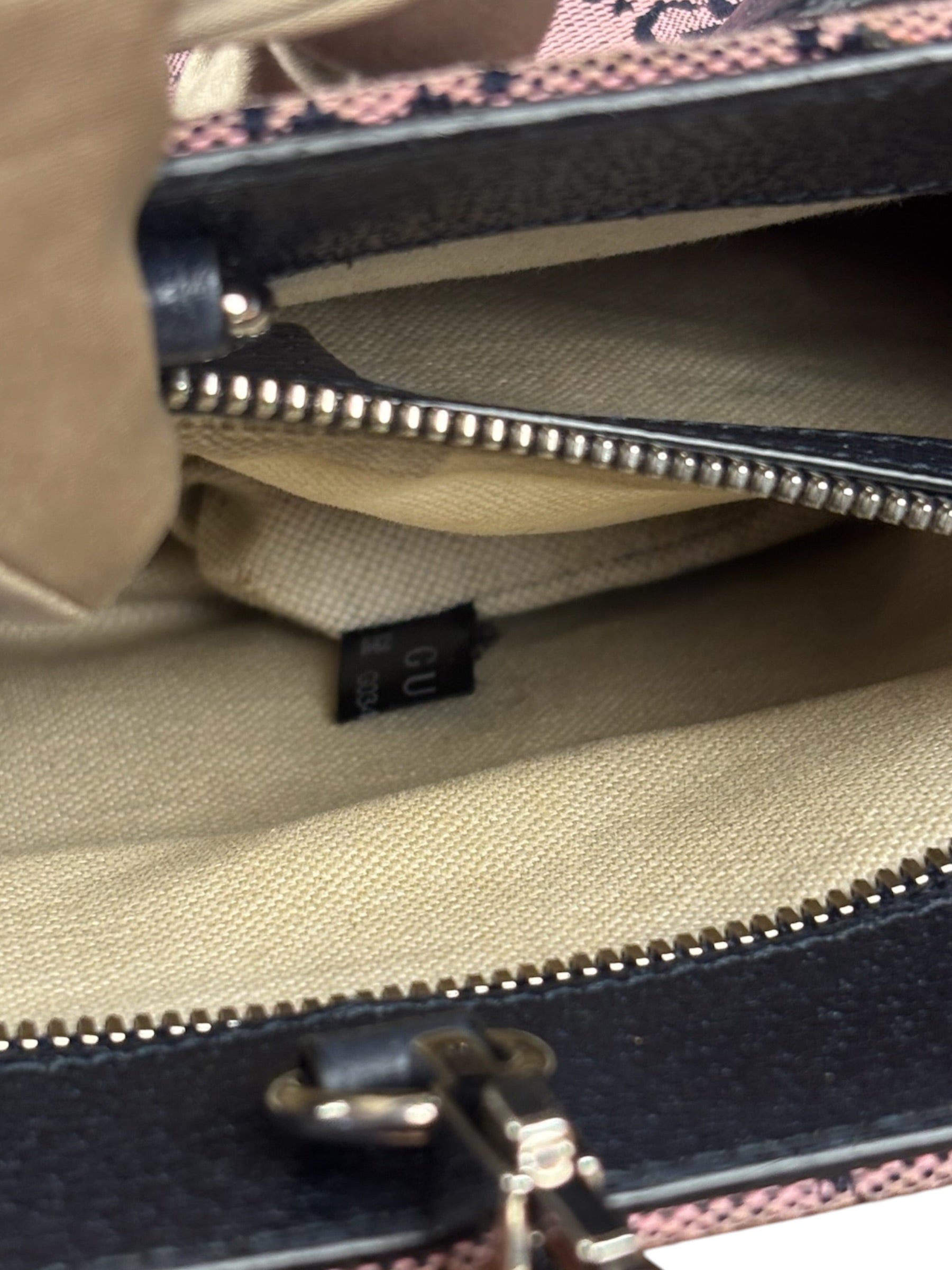 Gucci Bicolor Leather Trim GG Canvas Two-Way Tote Bag