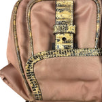 Prada Soft Dusty Rose Tessuto Nylon Snakeskin Trim Multi-Pocket Shoulder Bag