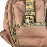 Prada Soft Dusty Rose Tessuto Nylon Snakeskin Trim Multi-Pocket Shoulder Bag