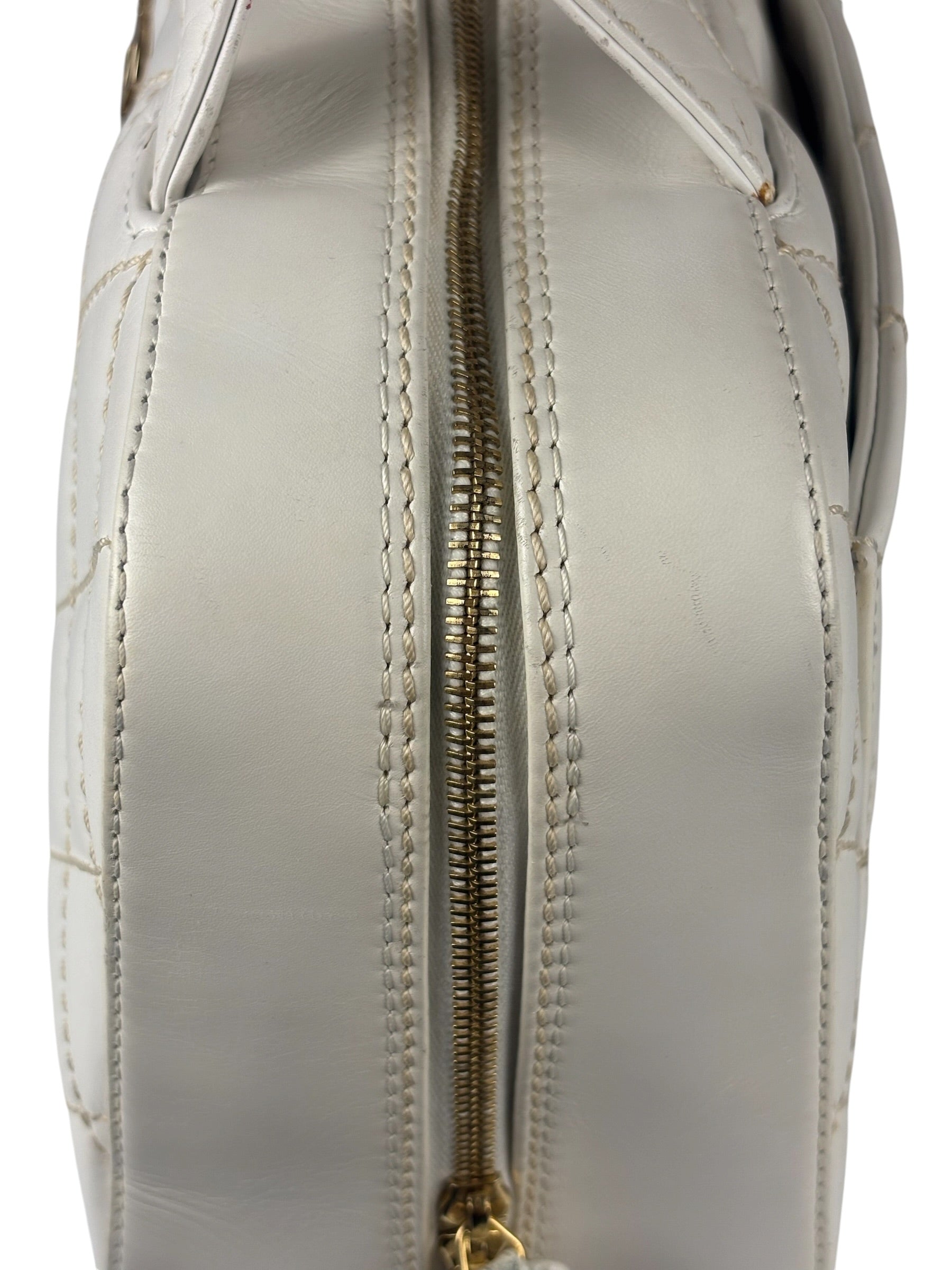 Chanel White CC Lambskin Wild Stitch Handbag 2003