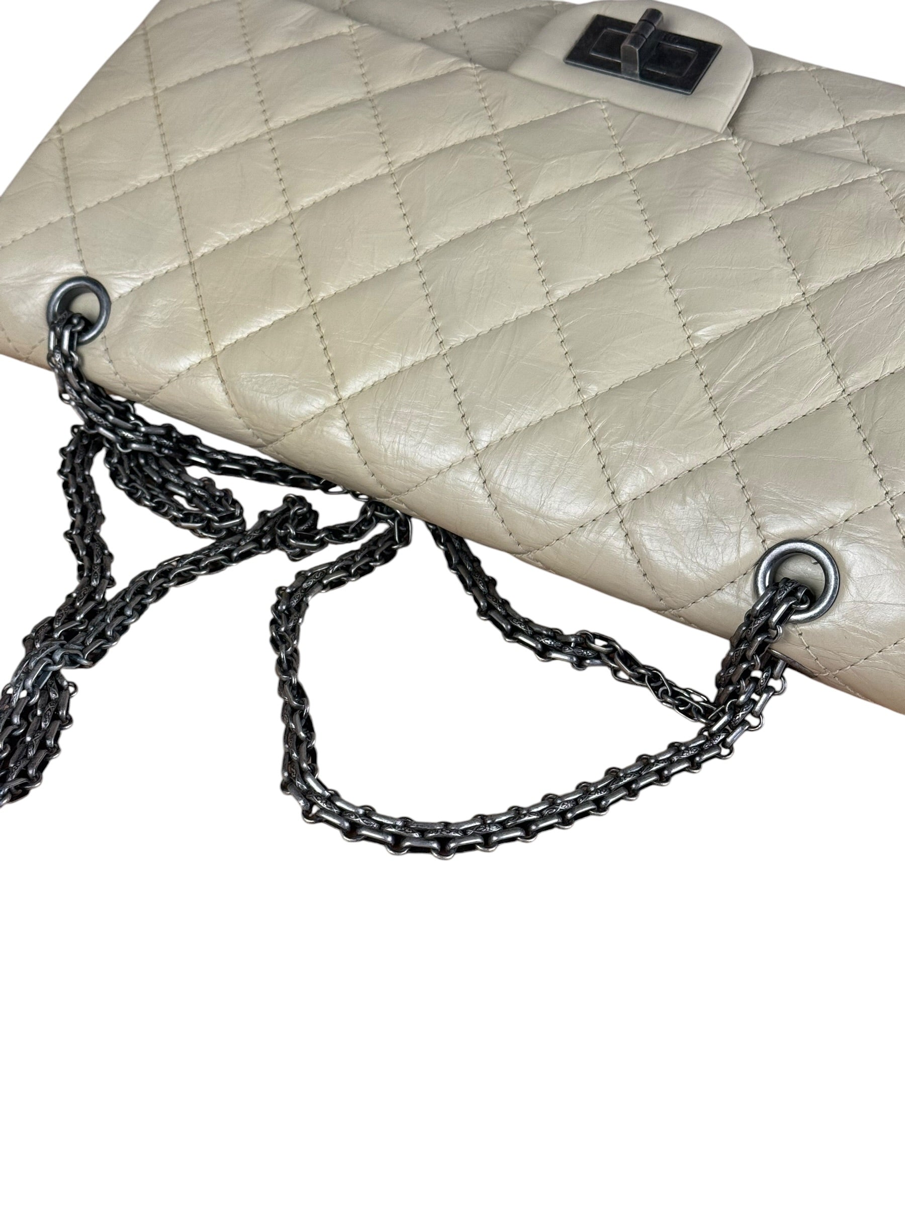 Chanel Aged Ivory Quilted Leather 2.55 Reissue Double Flap Bag 2009