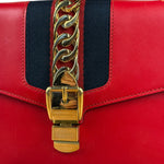 Gucci Red Leather Sylvie Buckle Shoulder Bag