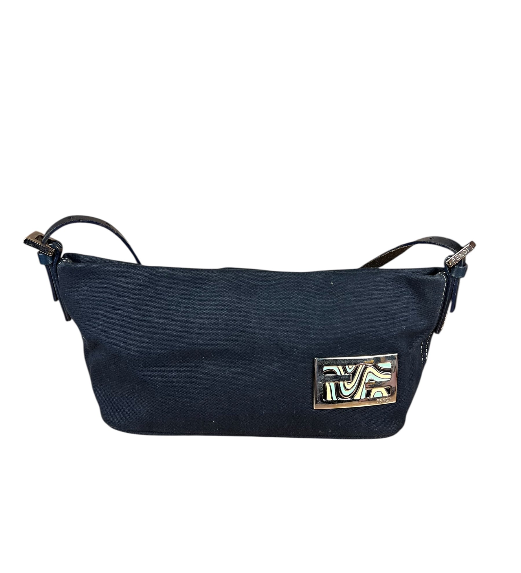 Fendi Vintage Navy Wave Buckle Pochette