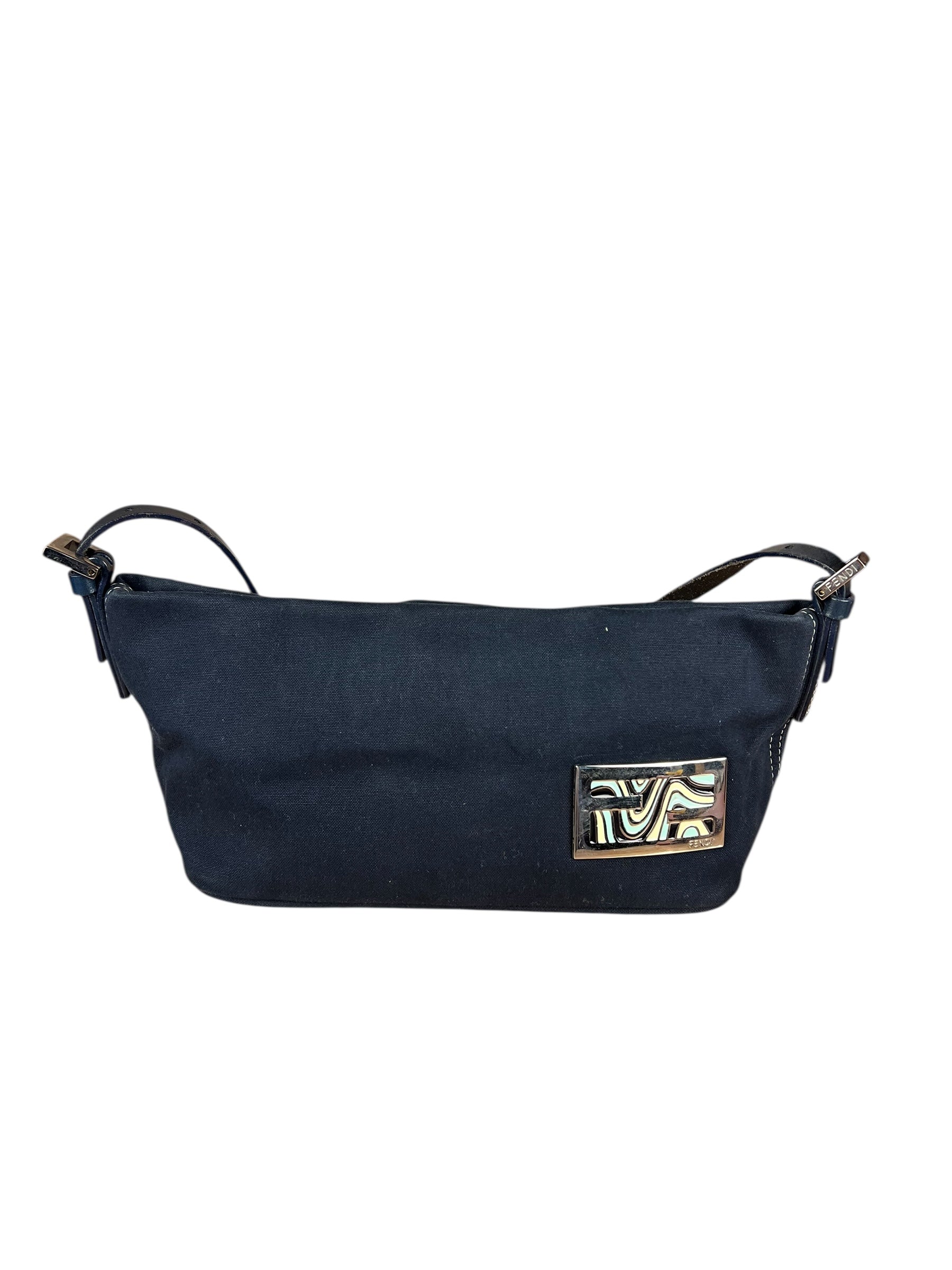Fendi Vintage Navy Wave Buckle Pochette
