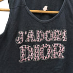 Christian Dior Black Rhinestone J'adore Dior Cotton Tank Top