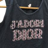 Christian Dior Black Rhinestone J'adore Dior Cotton Tank Top
