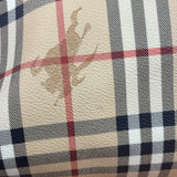 Burberry Vintage Brown Leather  Haymarket Canvas House Check Tote Bag