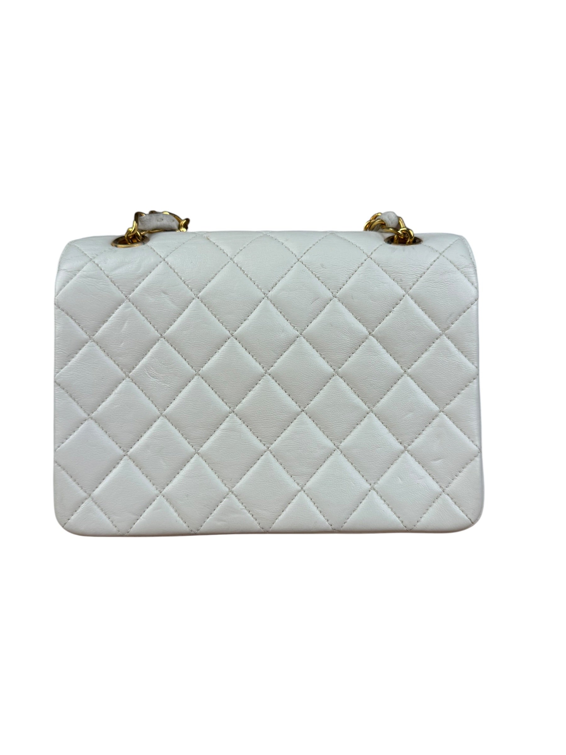 Chanel White Calfskin Square Mini Flap 1994