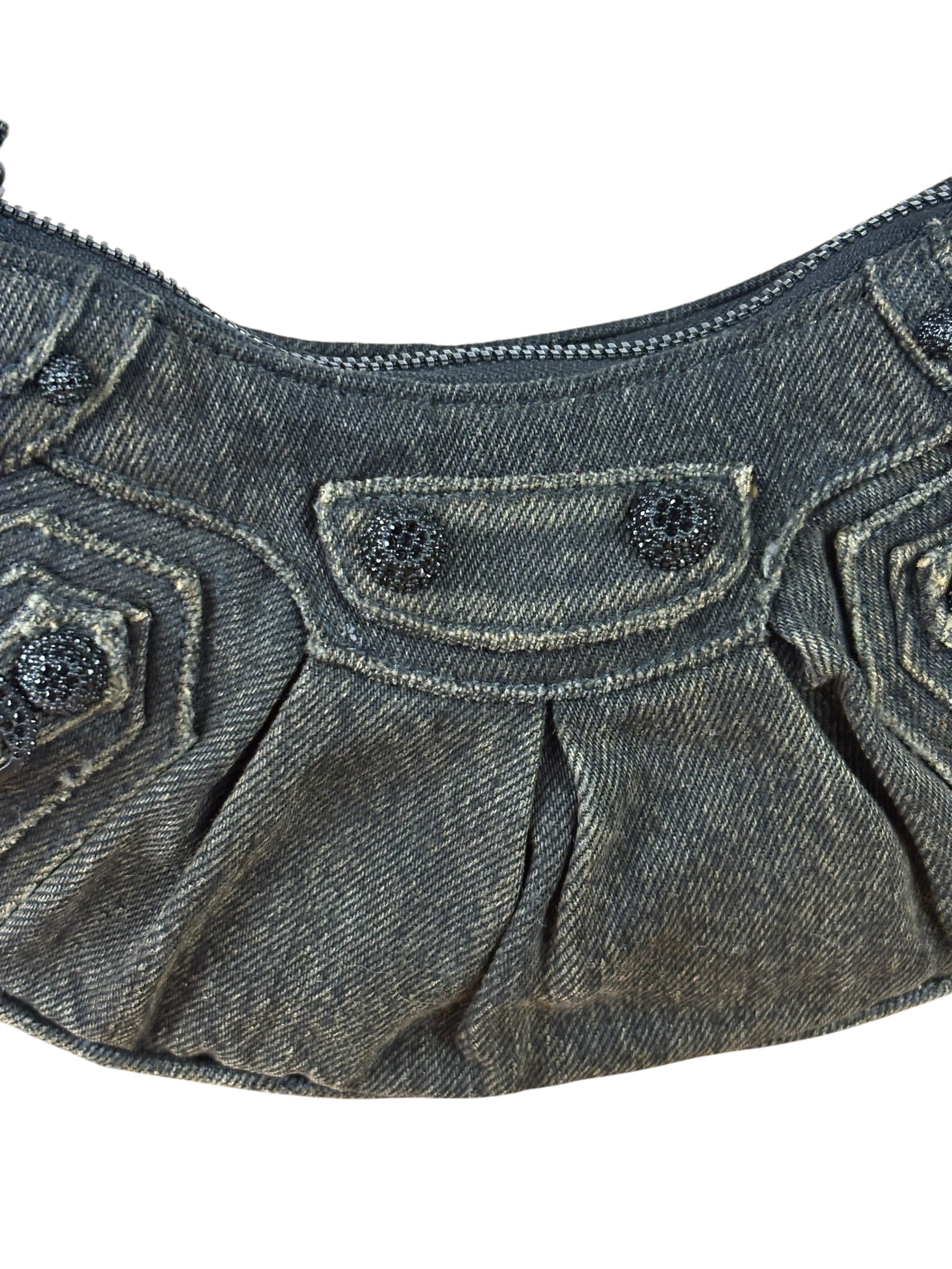 Balenciaga Black Denim Le Cagole XS Shoulder Bag