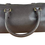 Burberry Vintage Brown Pebbled Leather Double Pocket Satchel Handbag