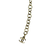 Chanel 22S Gold Metal/Black Leather Pendant Necklace