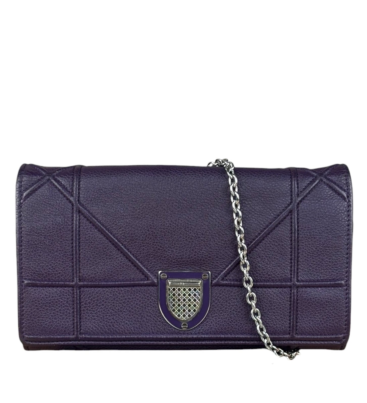 Christian Dior Purple Leather Diorama Wallet on Chain Bag