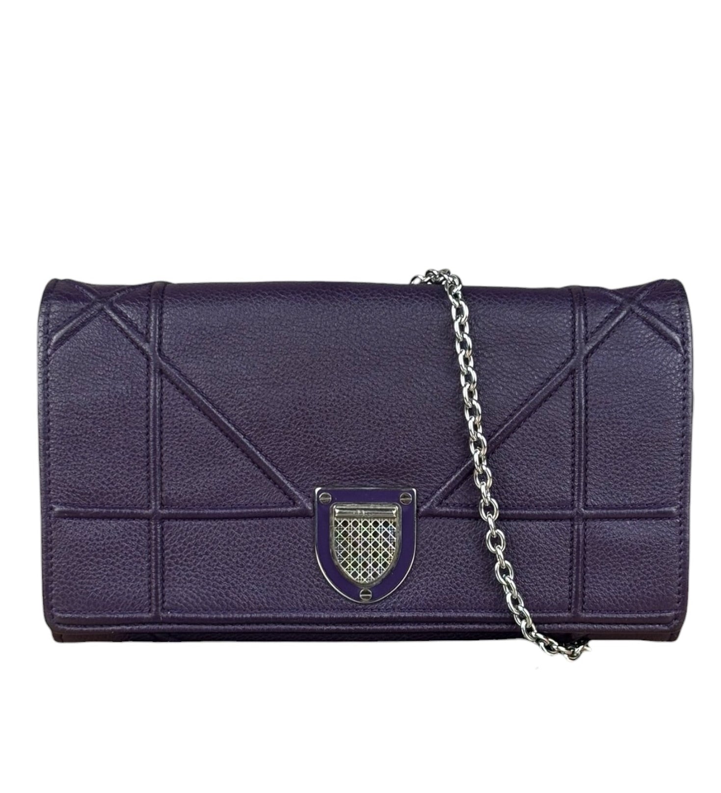 Christian Dior Purple Leather Diorama Wallet on Chain Bag