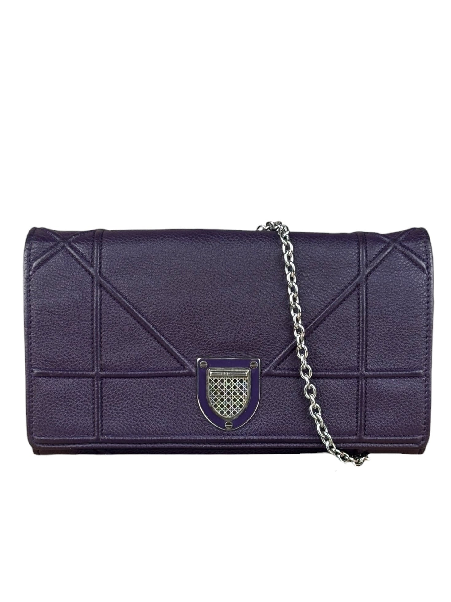Christian Dior Purple Leather Diorama Wallet on Chain Bag