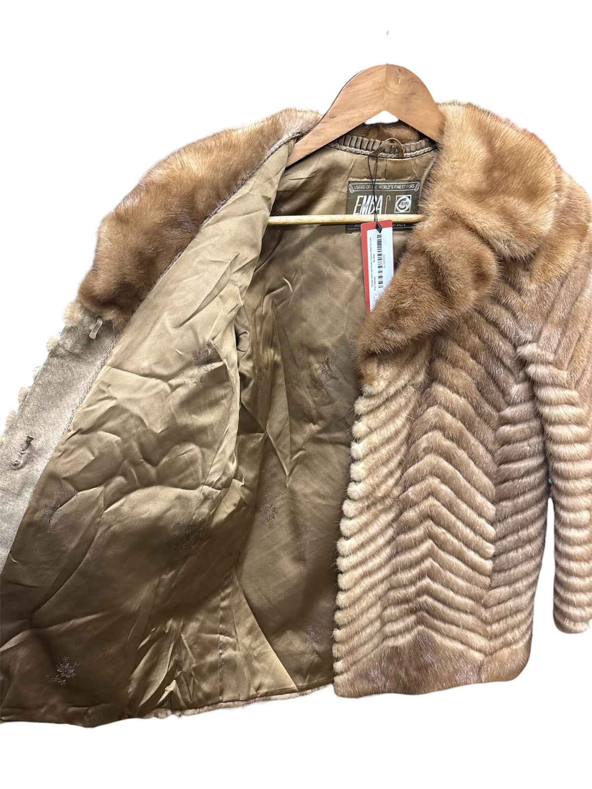 Vintage Emba Light Brown Chevron Mink Fur Coat