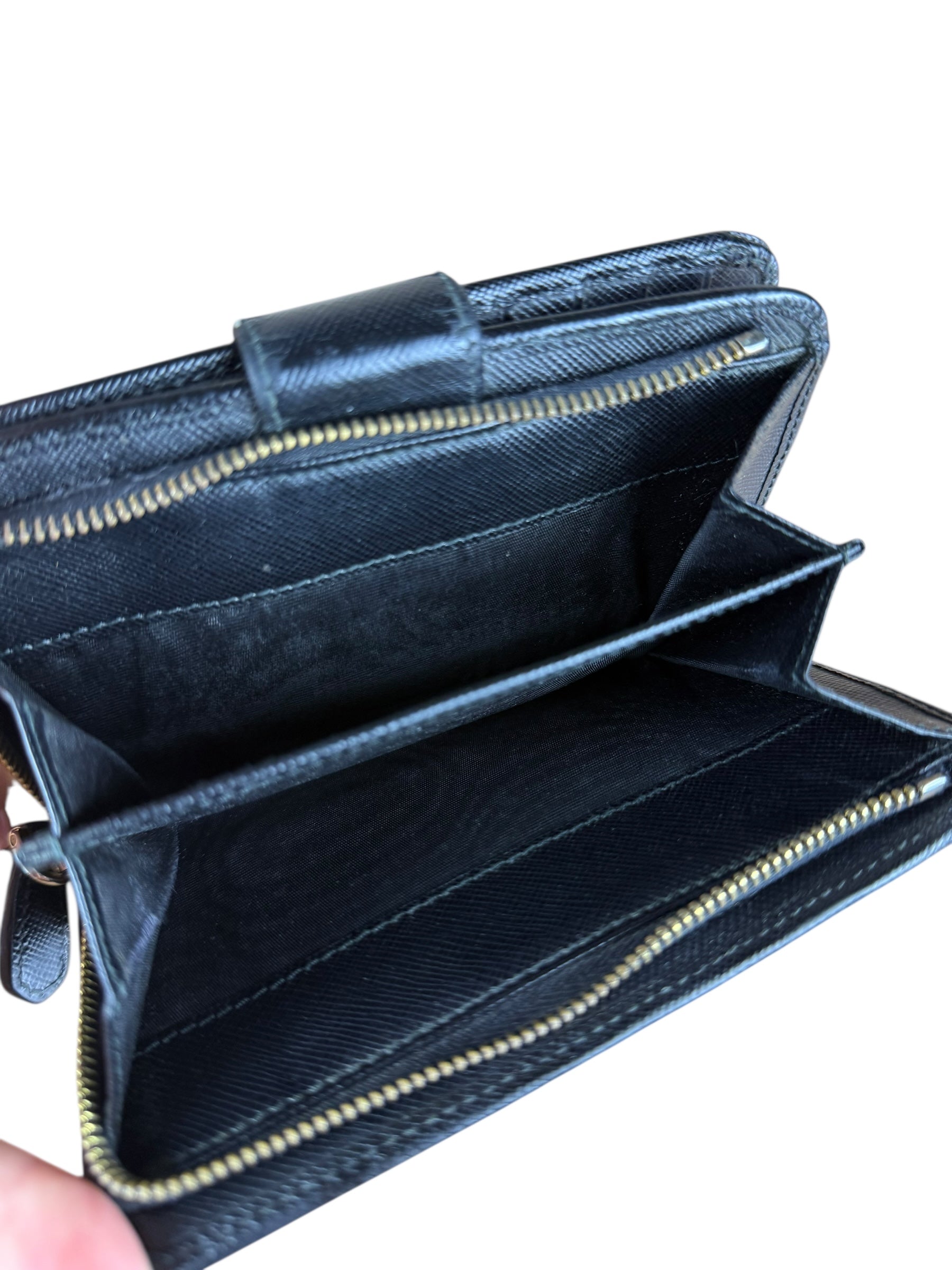 Prada Saffiano Zip Compact Wallet