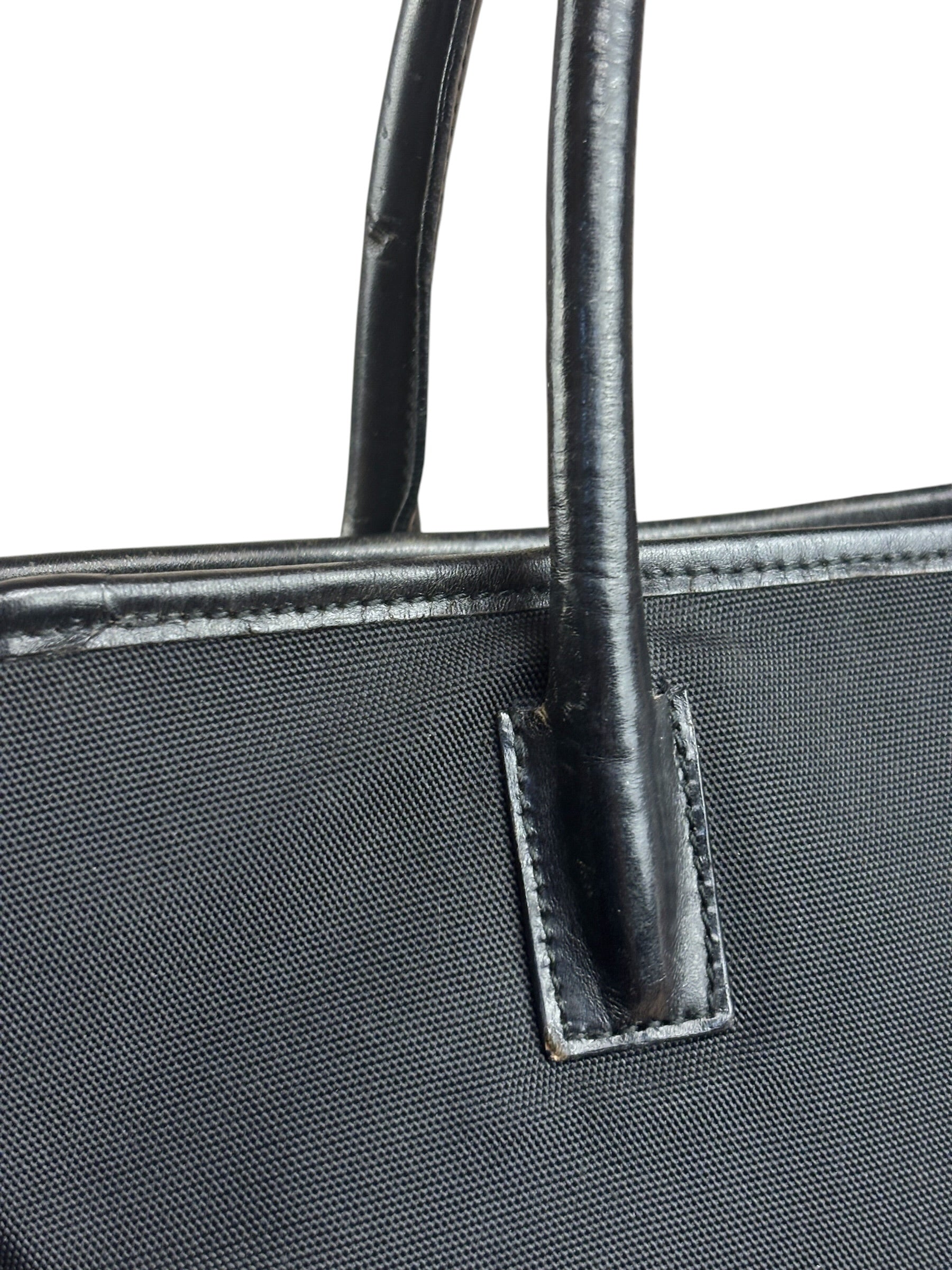 Gucci Vintage Black Nylon Leather Trim Tote Bag