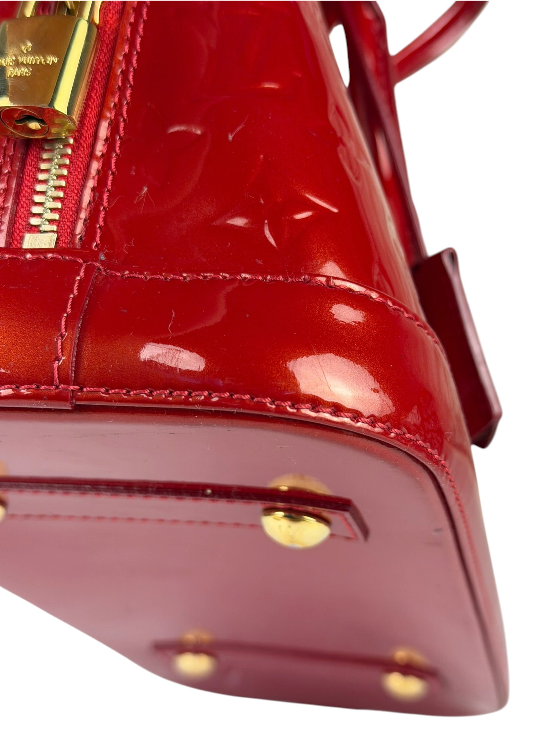 Louis Vuitton Red Vernis Alma MM Handbag