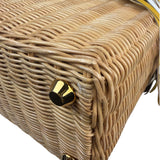 Prada Midollino Leather Trim Wicker Canvas Flower Basket