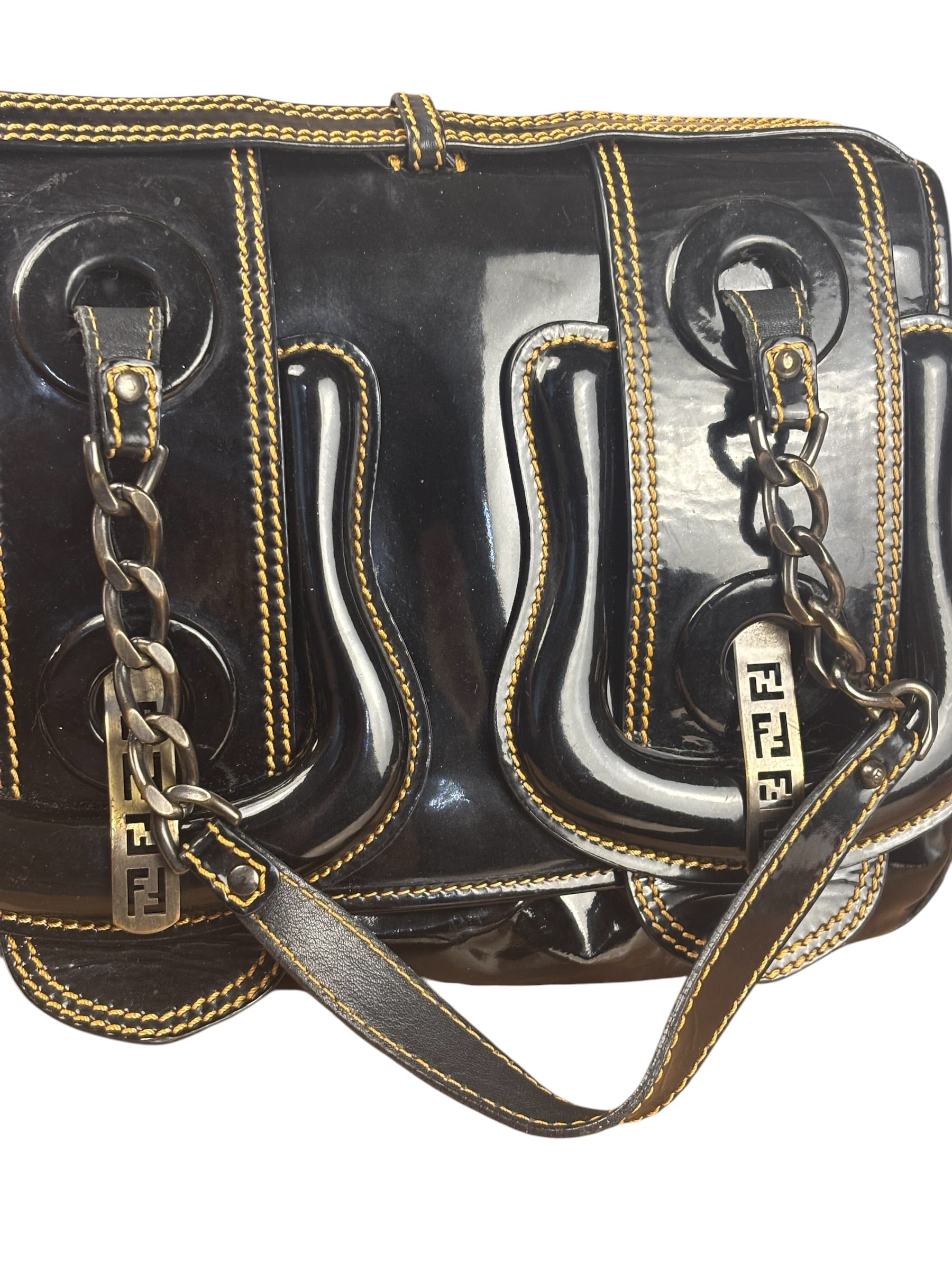Fendi Black Patent Leather Shoulder Bag B
