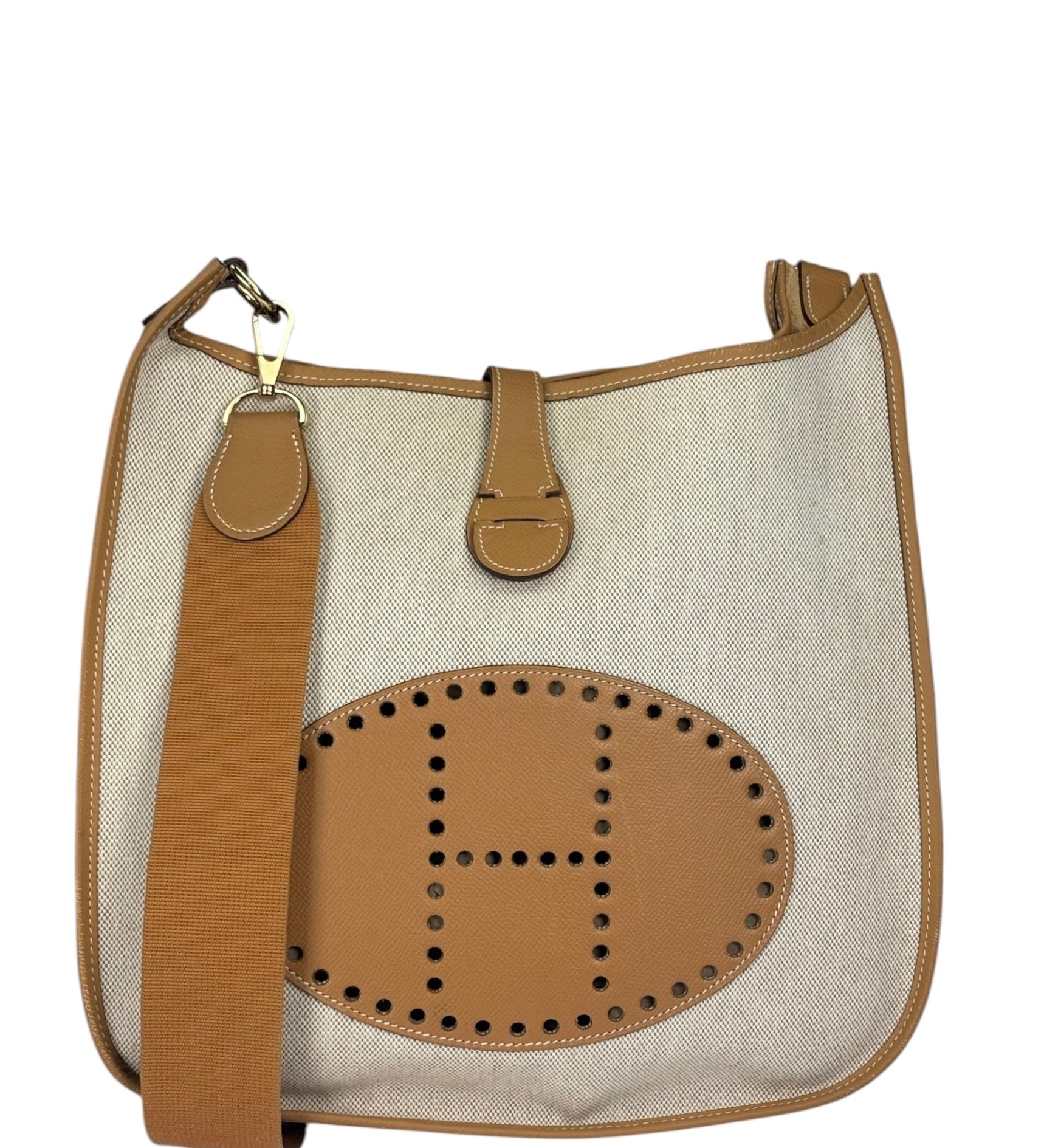 Hermes Brown Leather Trim Evelyne 2004