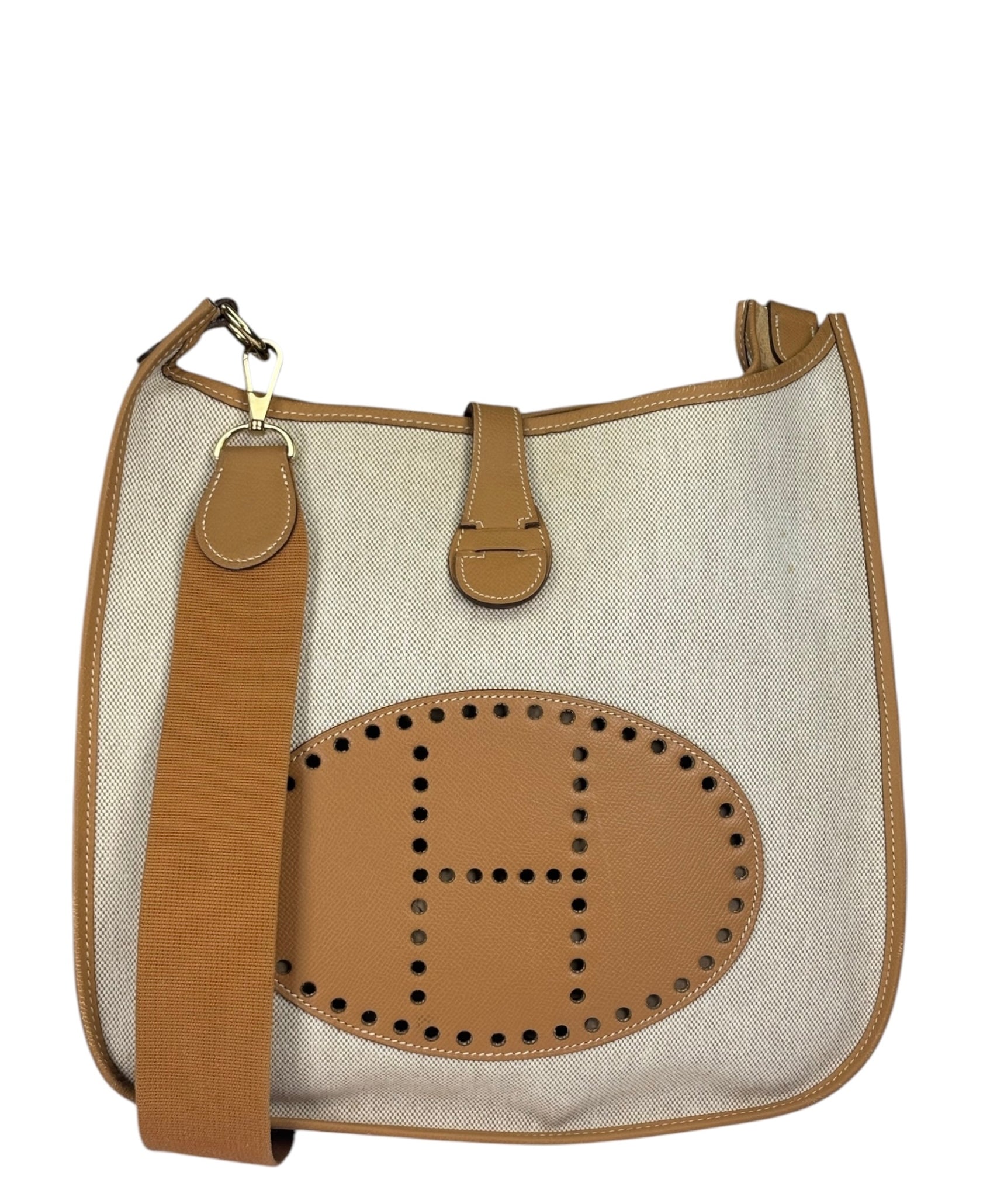 Hermes Brown Leather Trim Evelyne 2004