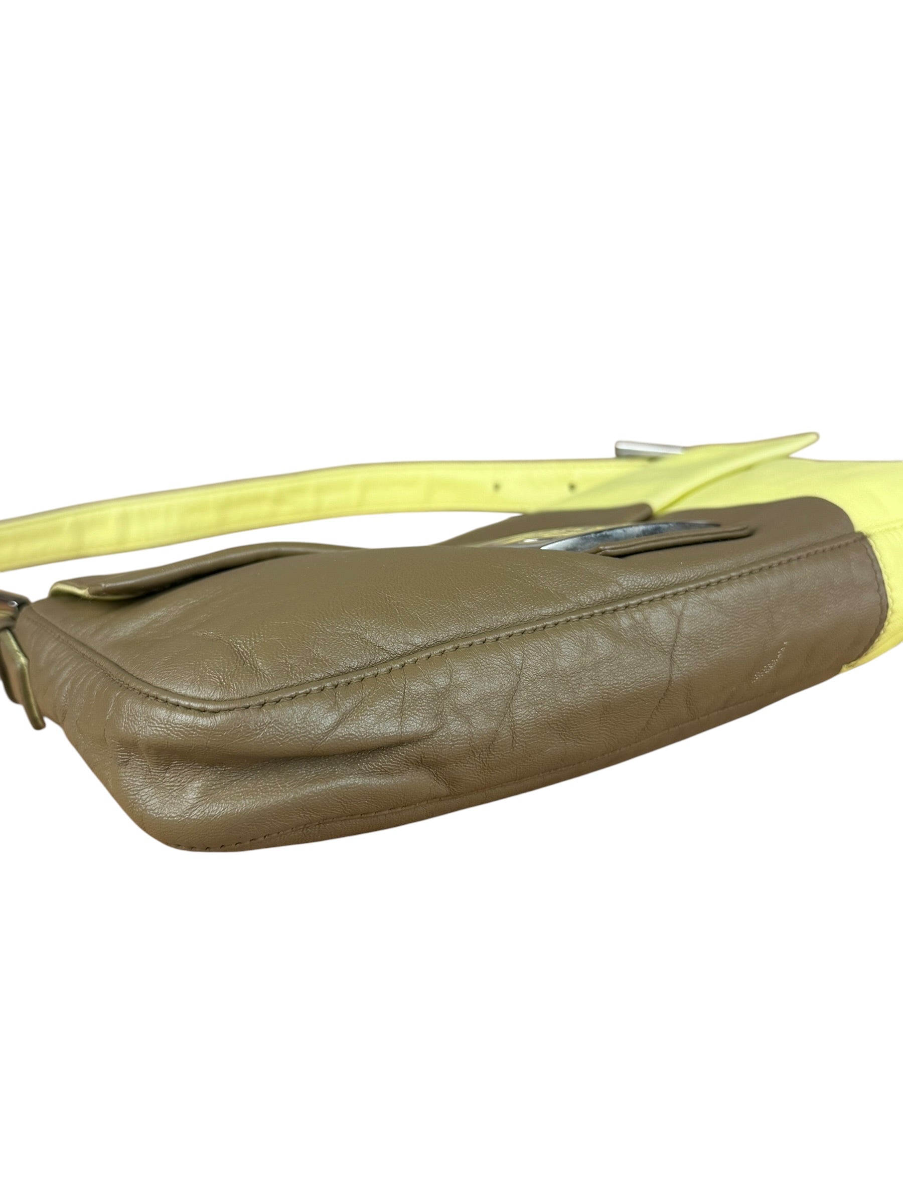 Fendi Yellow Wave Buckle Leather Baguette