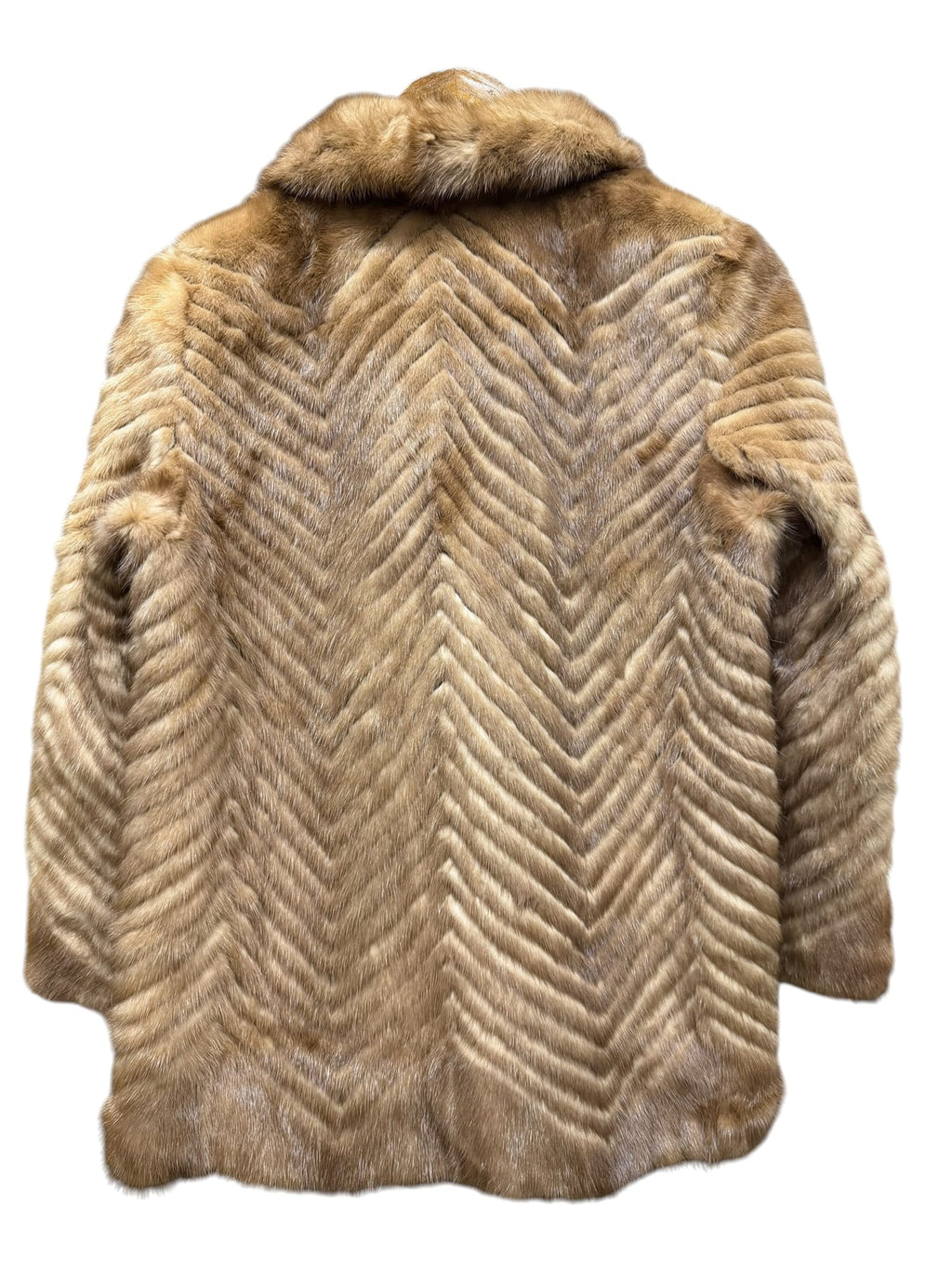 Vintage Brown Chevron Mink Fur Coat