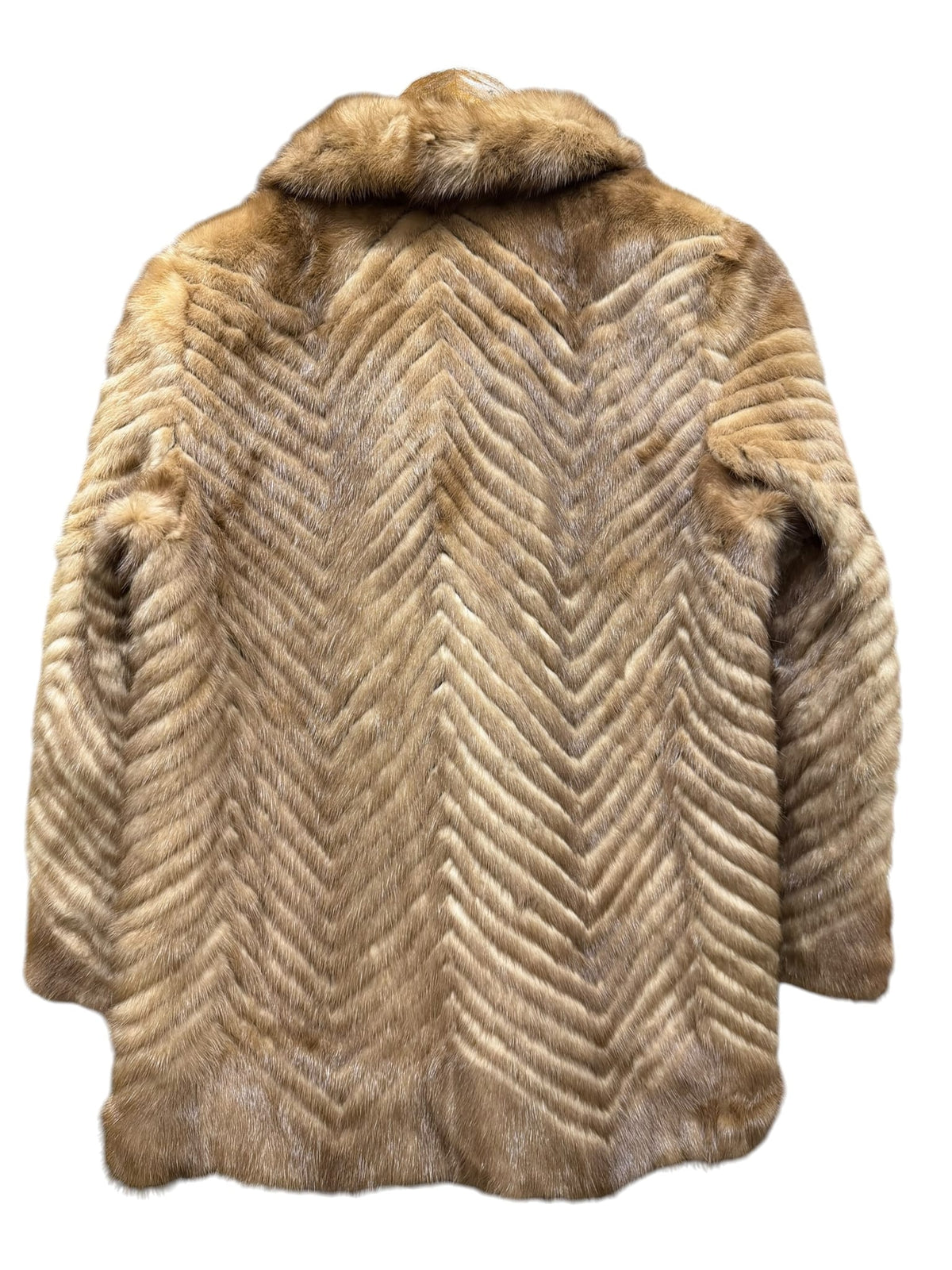 Vintage Brown Chevron Mink Fur Coat