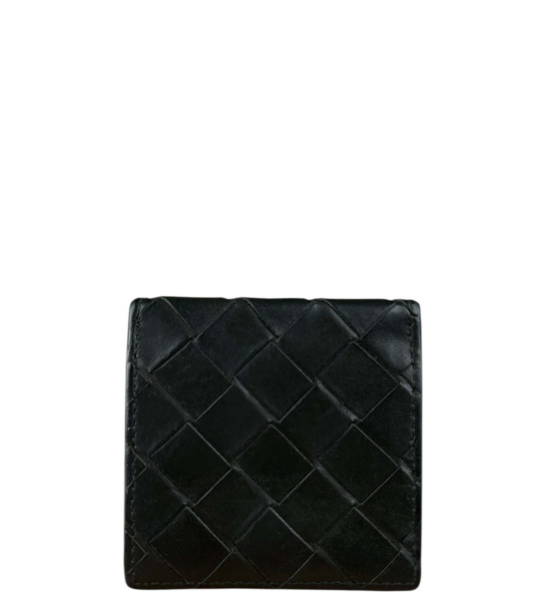 Bottega Veneta Black Intreccio Leather Coin Wallet