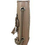 Gucci Peach Leather Trim GG Canvas Emily Chain Flap Shoulder Bag
