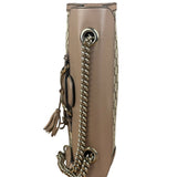 Gucci Peach Leather Trim GG Canvas Emily Chain Flap Shoulder Bag