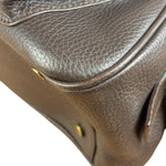 Burberry Vintage Brown Pebbled Leather Double Pocket Satchel Handbag