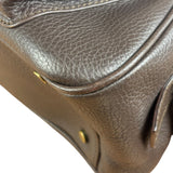 Burberry Vintage Brown Pebbled Leather Double Pocket Satchel Handbag